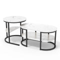 Creahappy - Set of 2 Modern Coffee Table, Stackable Elegant Coffee Table with Storage, Modern Living Room Furniture