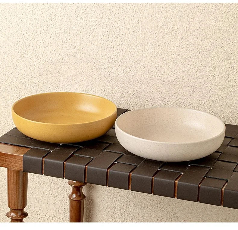 8 inches Porcelain Round Deep Bowl,Kitchen Tableware,Large Soup Salad Bowls,Dinner Plate,Microwave,Dishwasher,Safe,Dinnerware