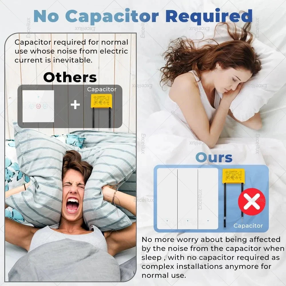 ZigBee Smart Light Switch No Neutral Wire No Capacitor Needed Wall Light Switch Works With Home Assistant Zigbee Gateway 2mqtt