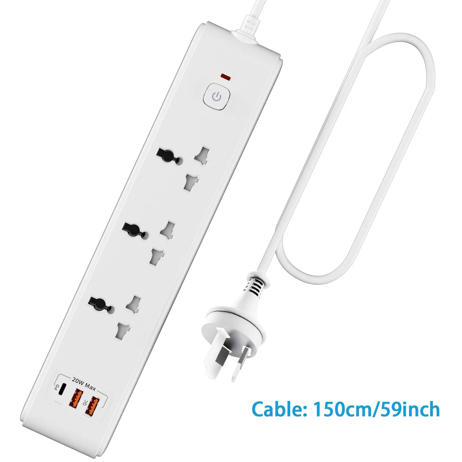 1pc white AU Wall mounted power socket extension with USB PD 20W fast charging Safety door design Suitable for home office use