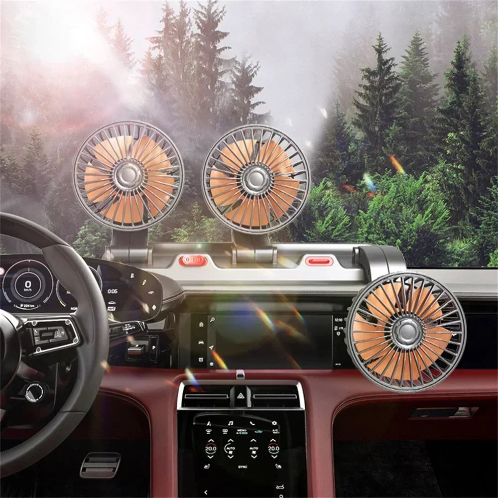 1/2/3 Head Car Fan Summer Air Cooler USB/12V/24V Adjustable 2 Speeds Silent Fan for Home Desk Office & Car