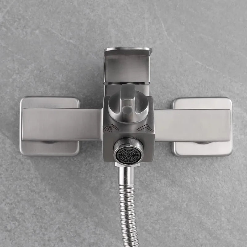 Bathroom Shower Faucet  Wall Mounted 304 SUS Shower Faucet Set Brushed Finished Styel New