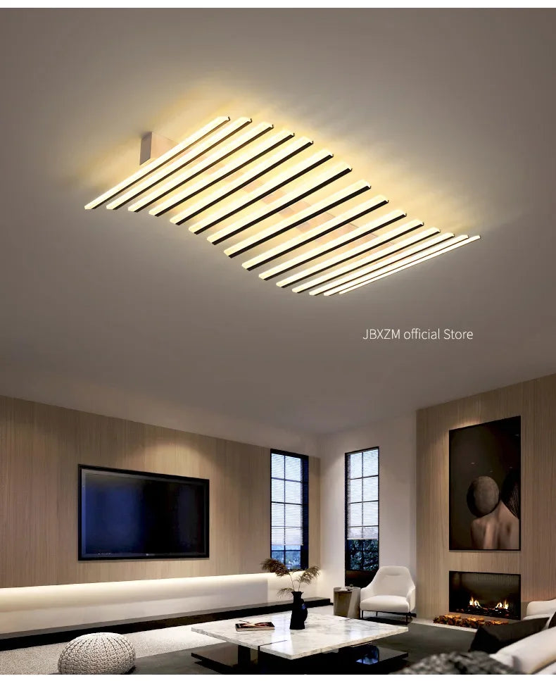 Modern LED Suitable for Living Room Pendant Lights With Remote Control Indoor Bedroom Office Lighting Long Strip Ceiling Lights