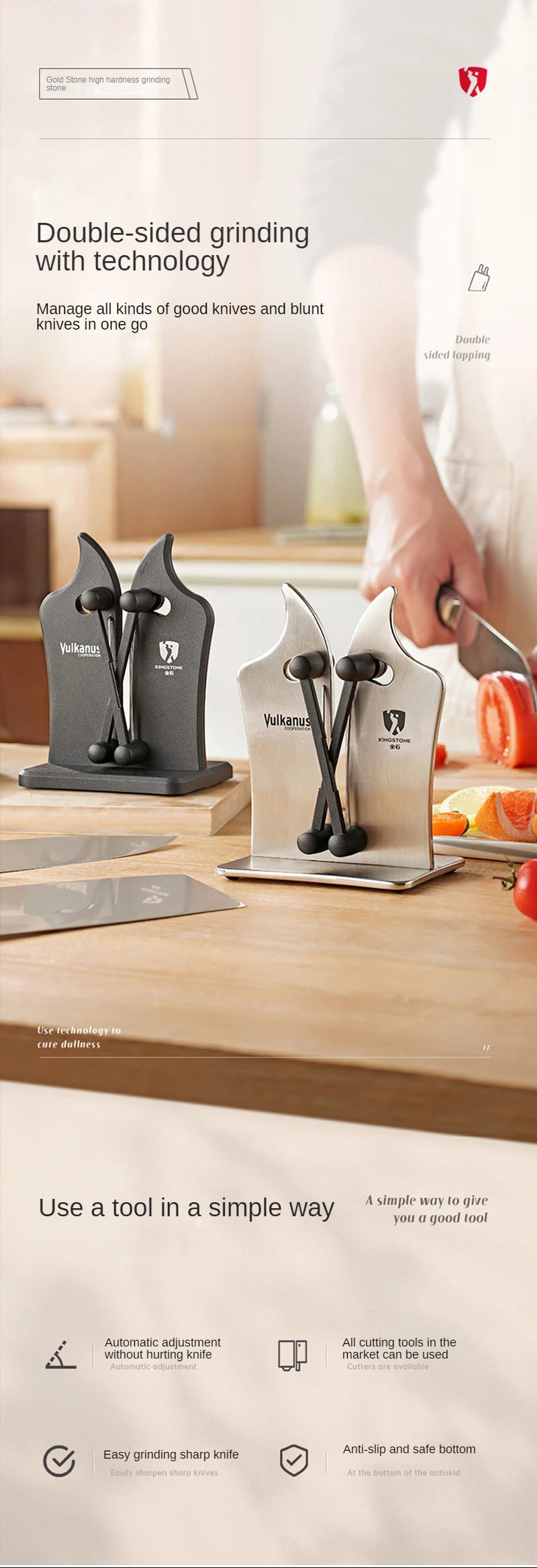 Knife Sharpener Kitchen Sharpening Tool Easy Safe Sharpening Kitchen Chef's Knife Damascus Knife Kitchen Tools Kitchen Supplies