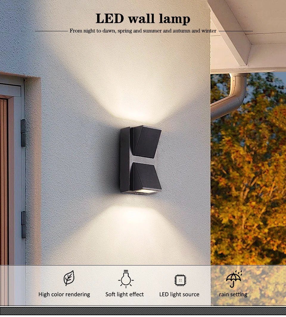LED Wall Light Outdoor Waterproof Porch Garden Wall Lamp Indoor Bedroom Bedside Home Decoration Lighting Lamp