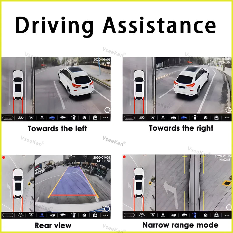 360°Panoramic Camera For Android auto system 360APP Front/Rear/Left/Right HD Camera AHD1080P With camera dedicated hole opener