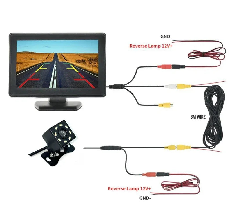 4.3 Inch Car Rear View Camera with Monitor for Vehicle Parking Universal HD Reversing Camera LCD High-definition Display Screen