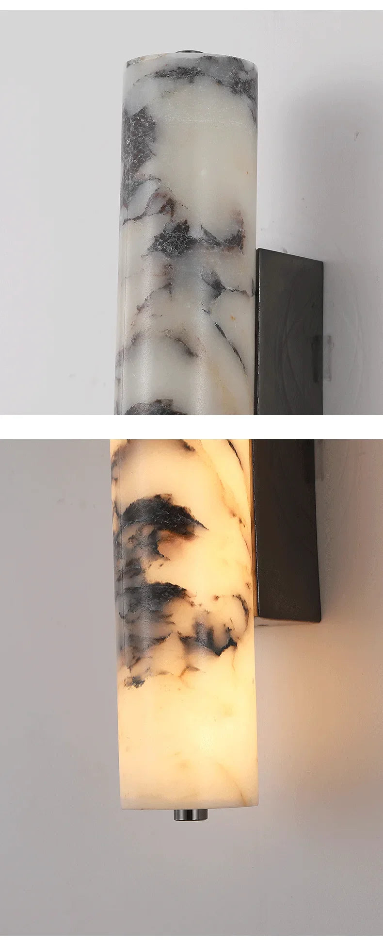 Italian Wall Lamp Natural Marble Bedroom Bedside  Black Modern  Luxury Stone Wall Light Living Room Hallway Decor Wall Sconce