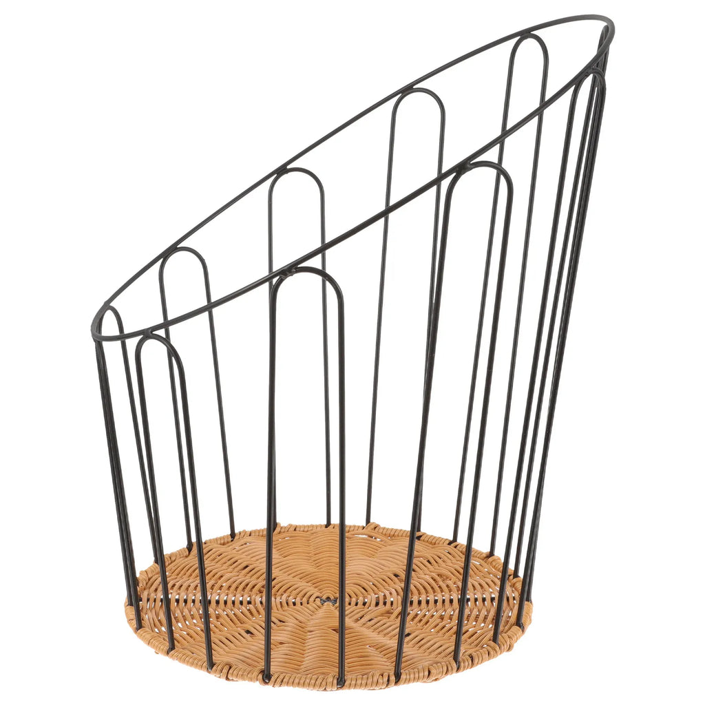 Bread Storage Basket Iron Frame Woven Rustic Hollow Bread Basket for Kitchen Countertop Serving Fruit Snacks Storage
