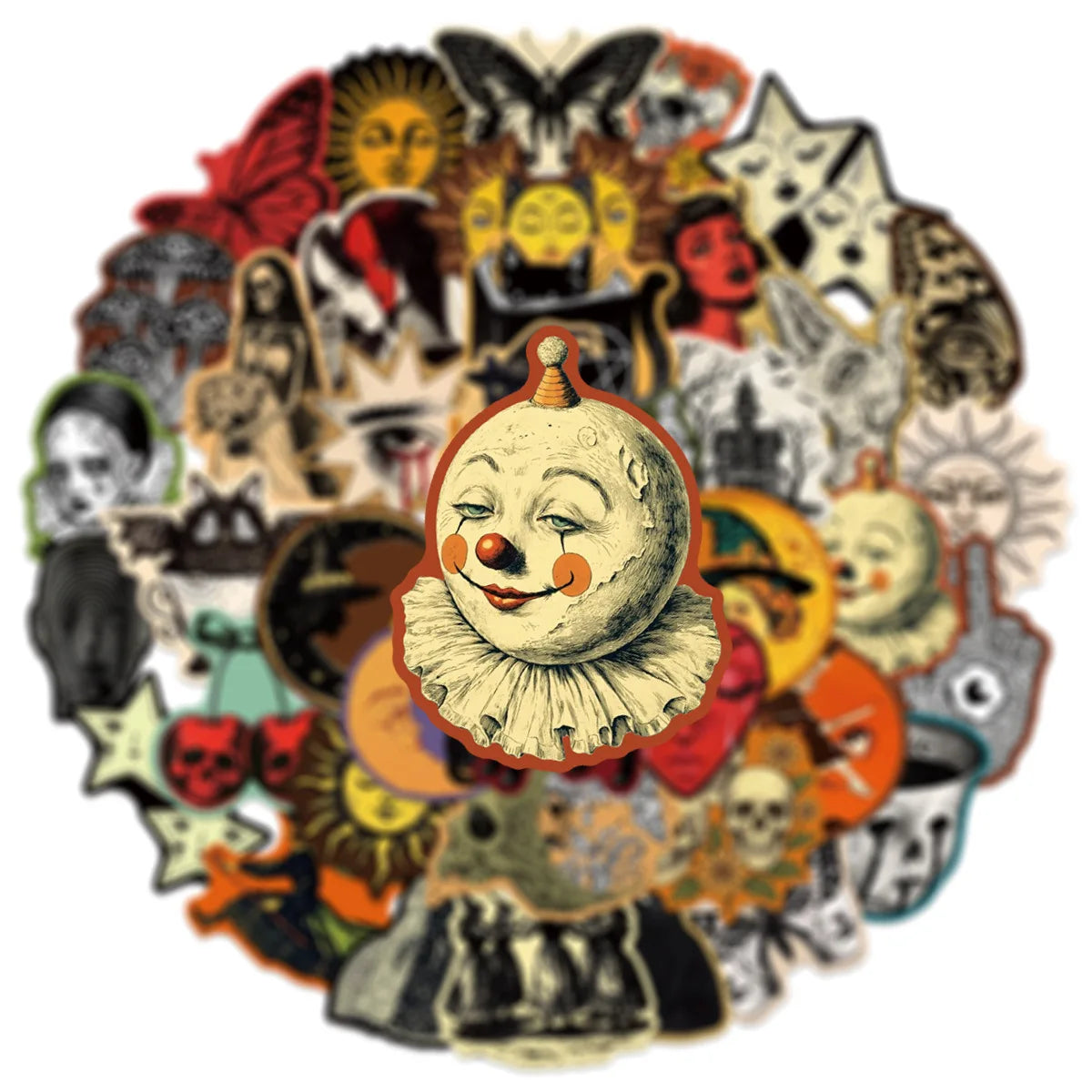 50Pcs Occult Celestial Creepy Stickers Gothic Moon Decals For Phone Scrapbook Suitcase Skateboard Guitar DIY Aesthetic Stickers