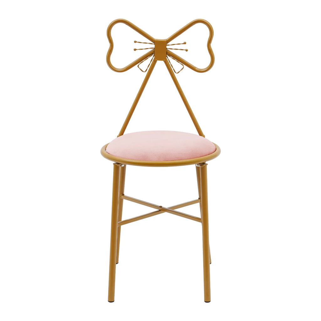 Butterfly Bow Tie Vanity Chair Modern Vanity Stool Velvet Cushion Makeup Chair Metal Frame Butterfly Backrest Chair Dining Chair