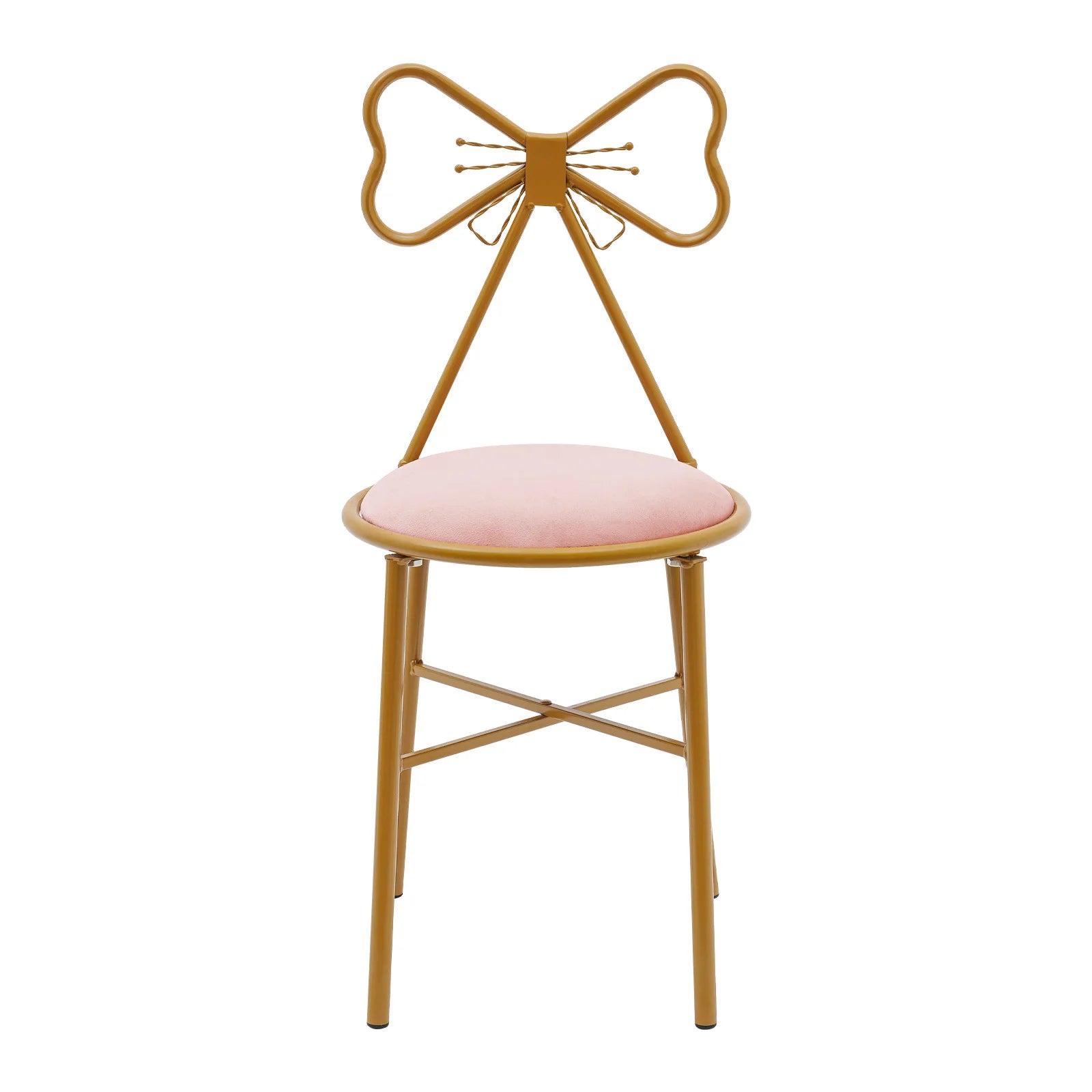 Butterfly Bow Tie Vanity Chair Modern Vanity Stool Velvet Cushion Makeup Chair Metal Frame Butterfly Backrest Chair Dining Chair