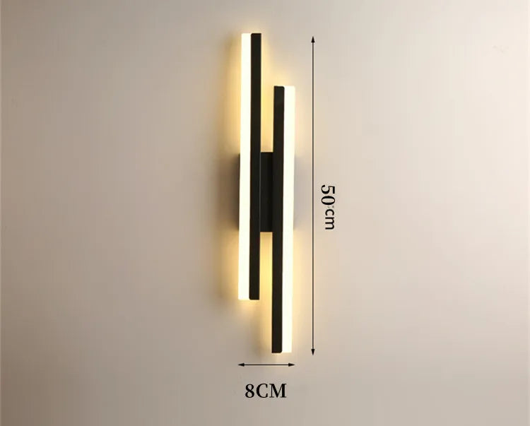 Modern Minimalist LED Wall Lamp Double Vertical Bar Frosted Acrylic Sconce Light for Living Room Sofa Background Bedroom Headboa