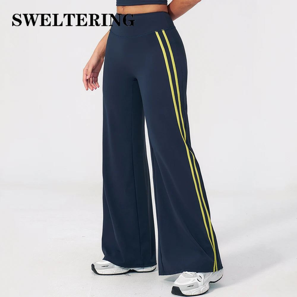 Yoga Pants High Waist Wide Leg Trousers Women Tummy Control Flared Pants Straight Workout Trousers Casual Fitness Bell-bottoms