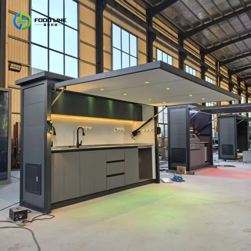 3.6M Outdoor Kitchen Factory in Stock Immediate Sale, Without Built-in Cooking Equipment Perfect for Backyard Party Storage Use