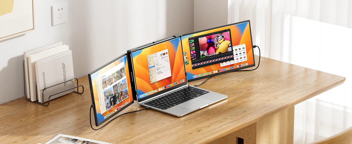 15.6inch Triple Screen Extender For Laptops 1080P FHD IPS Portable Dual External Monitors For Macbook Windows Extension 13-17"