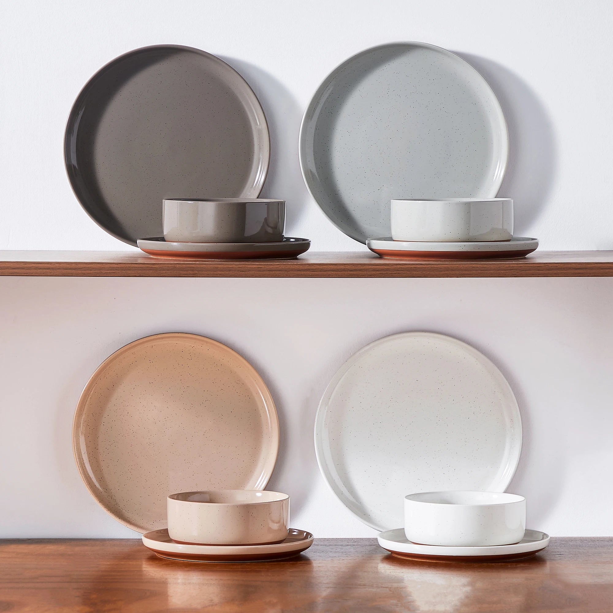 MALACASA TARA 12/24 Pcs Dinnerware Set Curved Edge Sesame Glaze Stoneware Plates Set With 4/6pcs Dinner Plate/Dessert/Bowl