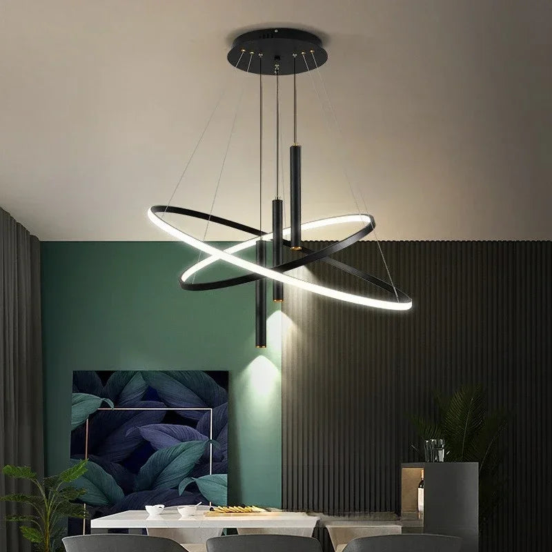 Modern Led Lights Dining Room Decor Chandeliers Simple Ring Living Bedroom Lights Home Indoor Lighting Decorative Pendant Lamps