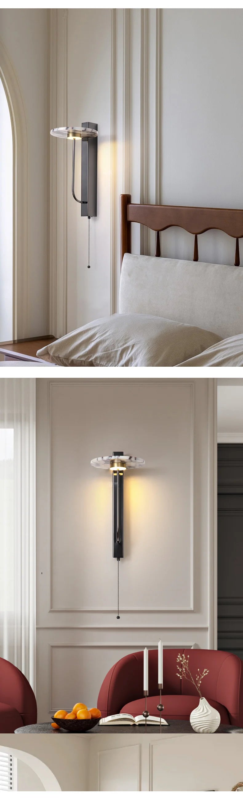 Black Luxury Alabaster Natural Stone Wall Lamp Bedroom High-end Sconce Design Artistic Living Room Marble Decor LED Lights
