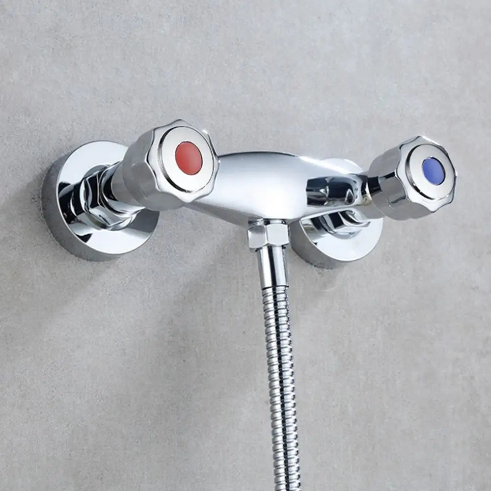 Modern Metal Out Water Inlet Valve Hot and Cold Double Control Double Shower Faucet Valve Wall Mounted Water Tap Mixing Valve