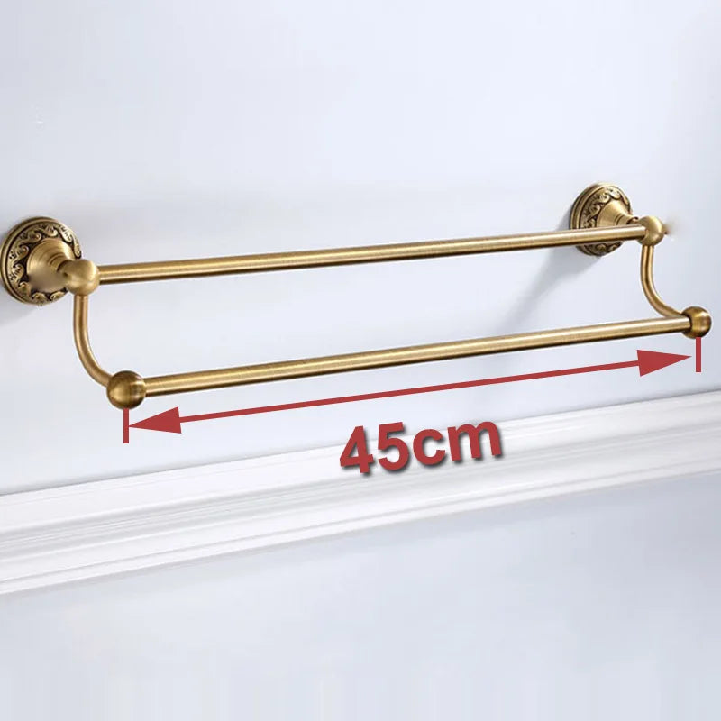 . Antique Brass Aluminium Bathroom Accessories Set,Robe hook,Paper Holder,Towel Bar,Soap Basket,Bathroom Fitting