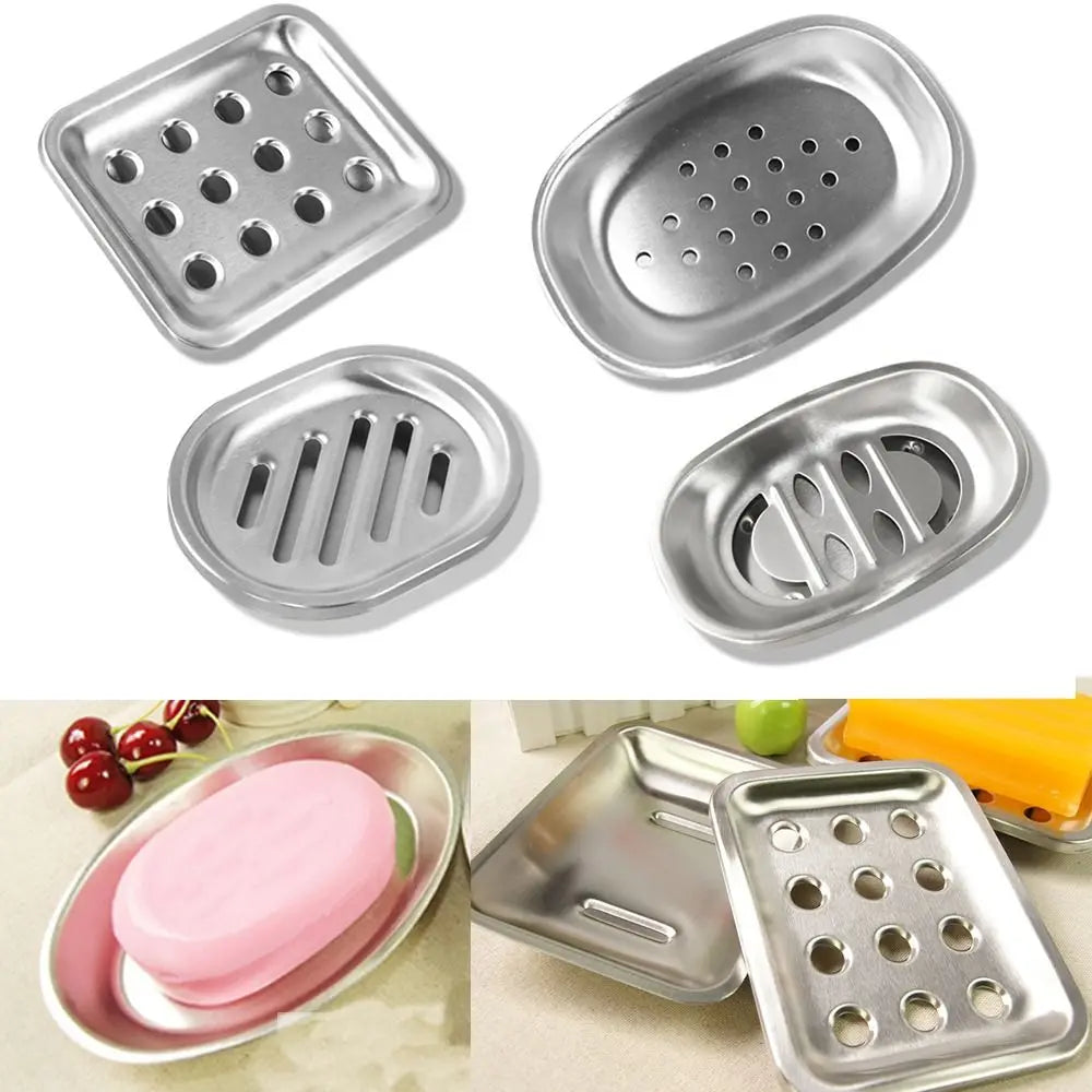 Stainless Steel Soap Dish Durable Double Layer Drainable Soap Container Tray Storage Rack Bathroom Kitchen Sink Organizer