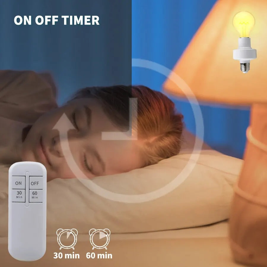 Wireless Remote Control E27 Light Socket Smart Switch LED Lamp Base House Timer Switch WiFi Light Bulb Holder Room Smart Device