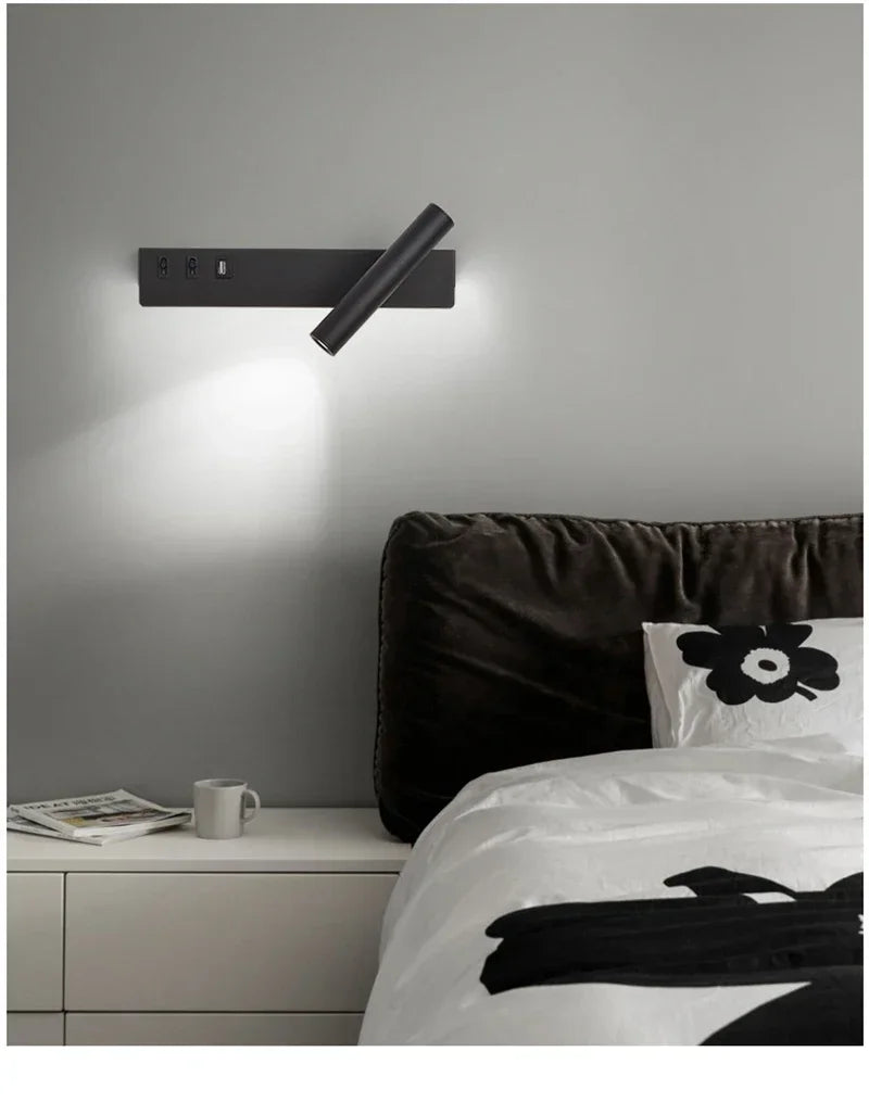 Led Wall Lights With Switch USB Rotatable Adjustable Reading Spotlight Bedroom Bedside Foyer Corridor Indoor Decor Wall Lamp