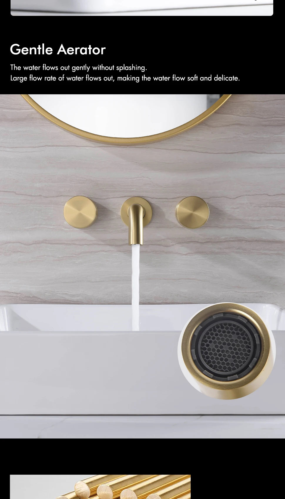Basin Faucet Concealed Box Double Handle Sink Tap 2 Scarves Pattern Knob Bathroom Mixer Wall Mounted Brass Crane