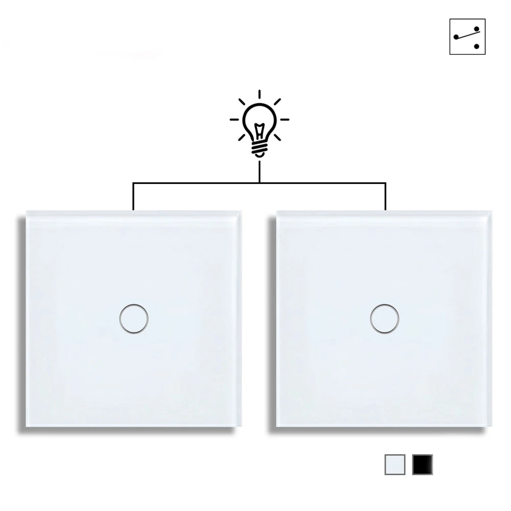 1gang 2way 3way Touch Switch Wall Light Switches No Neutral Wire With Tempered Glass 240V No Wifi No RF433