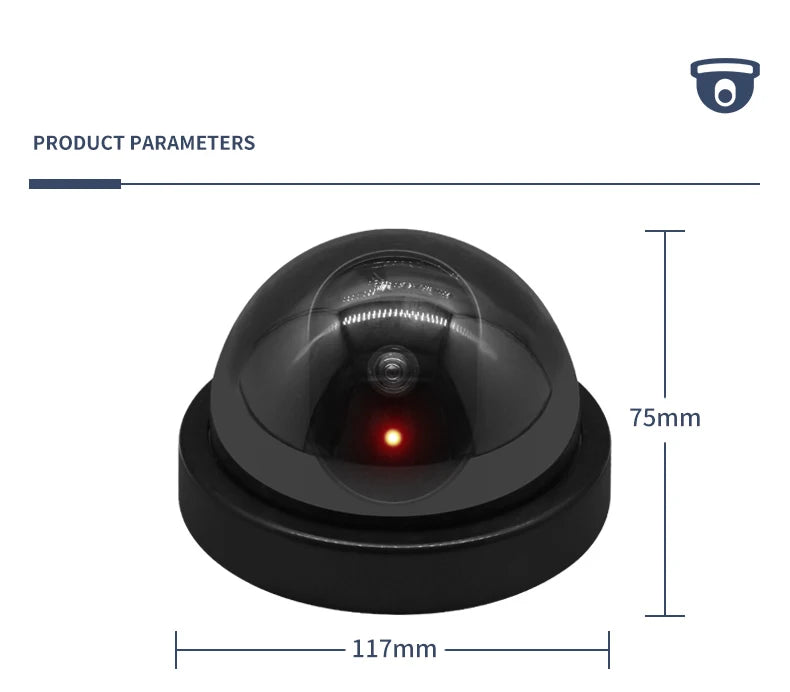 Creative Black Plastic Dome CCTV Dummy Camera Flashing Led Fake Camera Power Via AA Battery Surveillance Security System