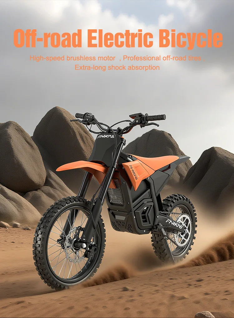 S1 E-Bike Off-Road Electric Bike with 14 Inch Front 12 Inch Rear Tires 3000W 3500W DC Motor 60V 27Ah Battery 130KG Max Load