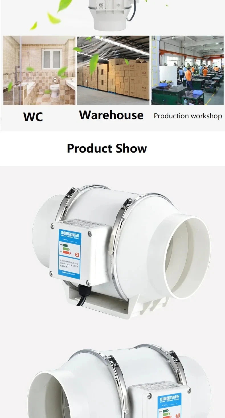 Exhaust Fan Home Mute Inline Duct Fan Bathroom Exhaust Fan Ventilation Equipment Kitchen Bathroom Wall Mounted Air Purifying Ve