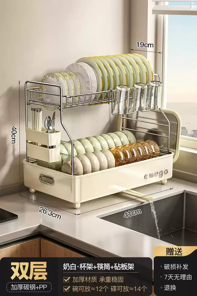 Kitchen Dish Storage Shelf, Multifunctional Countertop Organizer, Detachable Easy-Clean Plate Rack, Durable Sturdy Design