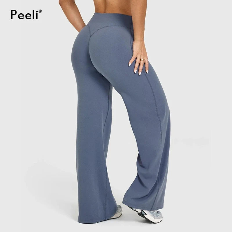 Straight Leg Yoga Pants Soft Butter Fabric Women Clothes Middle Waist Gym Pants Leggings Fitness Pilates Running Sports Trousers