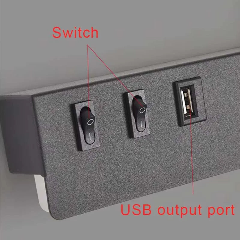 LED wall light with switch, rotatable USB reading spotlight, spotlighting, bedroom bedside hallway home decoration wall light
