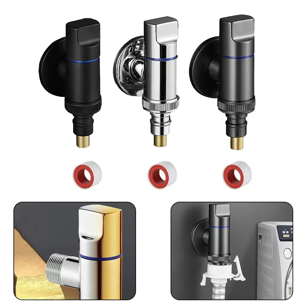 Washing Machine Faucet Brass Water Stop Quick Opening Angle Valve Wall Mounted G1/2 Water Stop Clip Bathroom Accessories