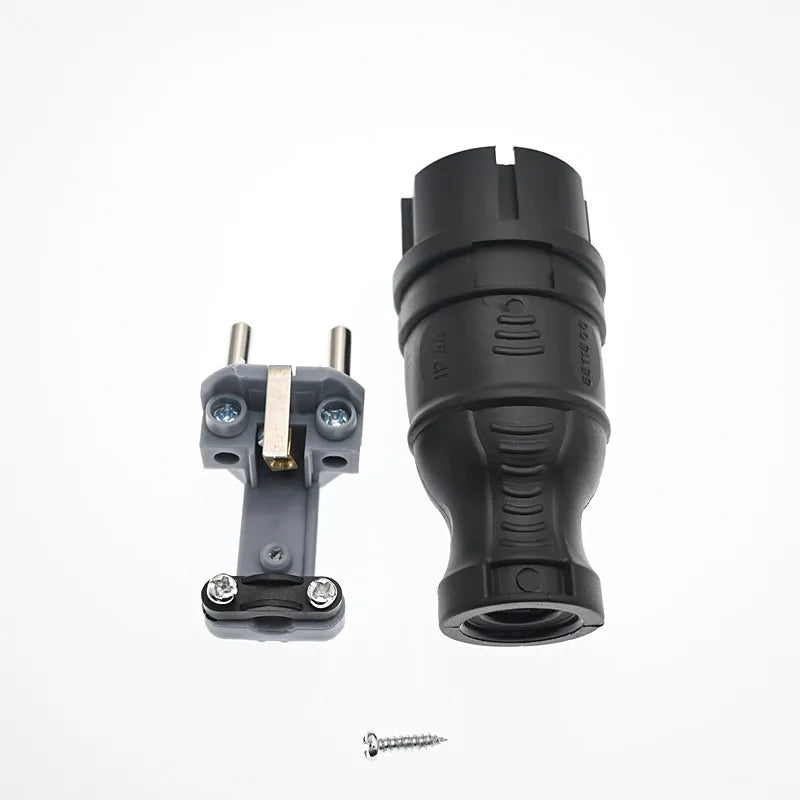 EU Rubber Waterproof Socket Plug Electrial Grounded European Connector With Cover IP54 For DIY Power Cable Cord 16A 250V