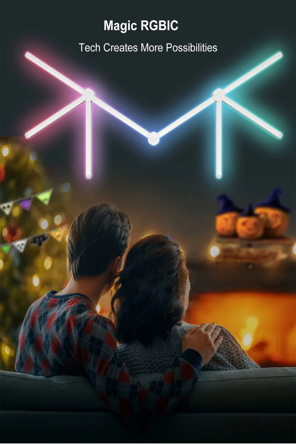 Smart WiFi Splicing Wall Light RGBIC Wall DIY Decorative Ambiance LED Night Light Dimmable For Game Room Bedroom TV Decoration