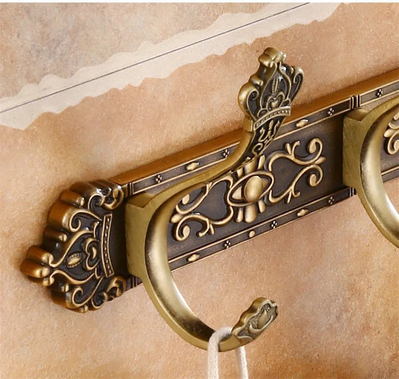 Antique Carved Towel Hanger Clothes Hat Hook Row Vintage Robe Hook Bathroom Robe Hook Bath Hardware Set Kitchen Hanger