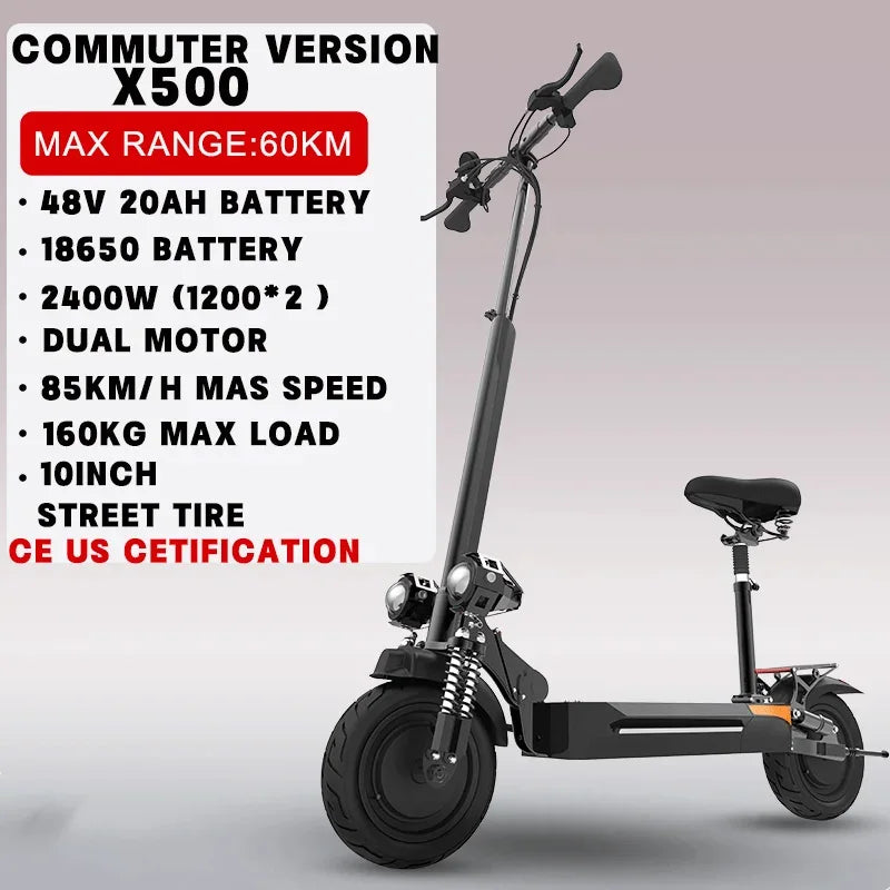 1200W-6000W SingleDual Motor Electric Scooter Adults 72V 60V 52V 48V Off Road Winter Snow Anti-Slip Foldable E-Scooter