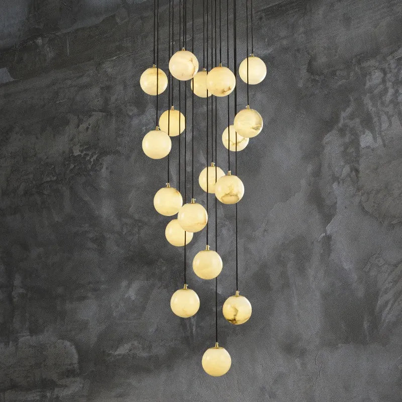 2026 New Modern Staircase Decor Lighting Luxury Marble Chandeliers Duplex Villa Loft Dining Room Hall Living Room Pendant Lights