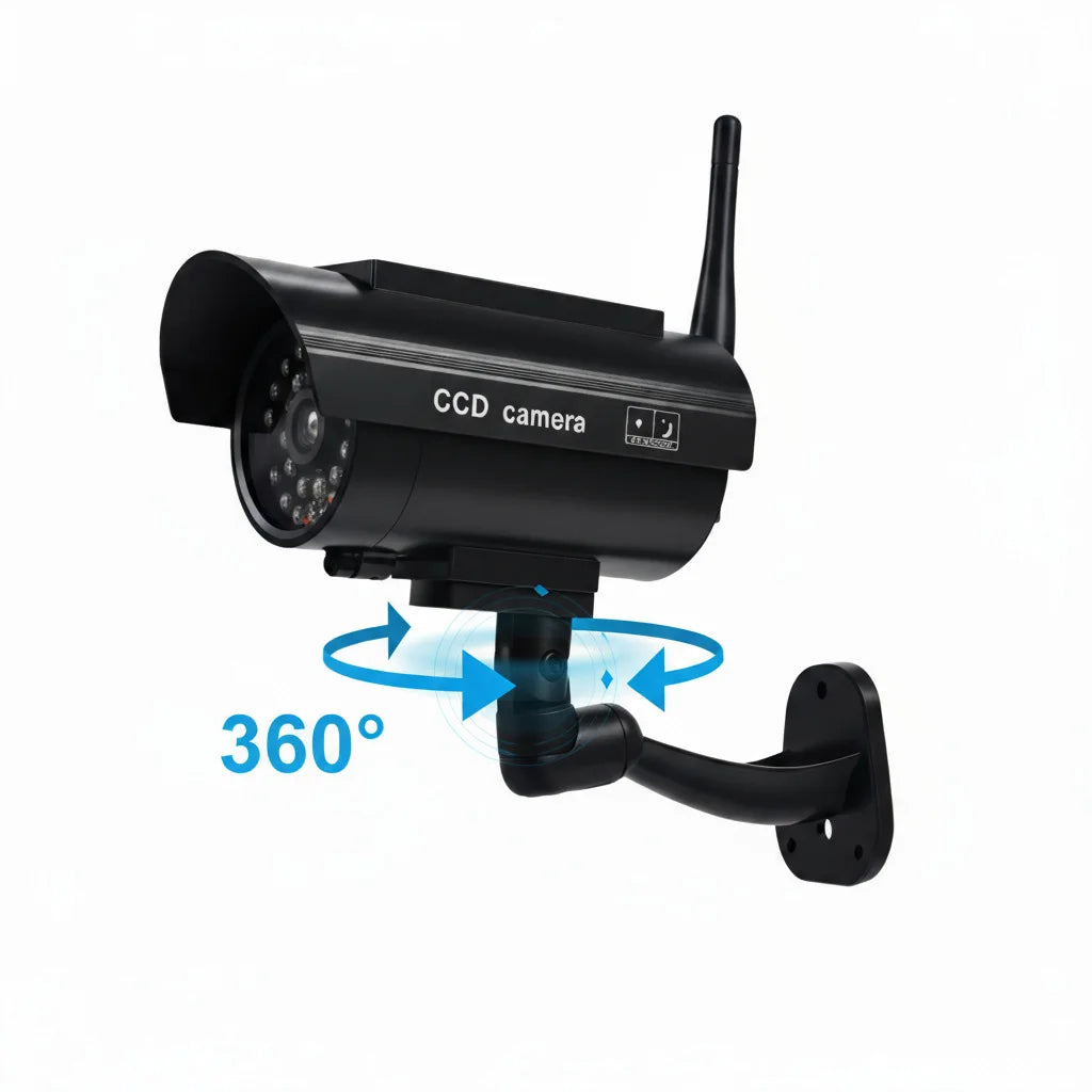 Dummy Camera With Antena Solar Powered Waterproof Fake Camera Red Flashing Led Scare The Thief Home Surveillance Security System