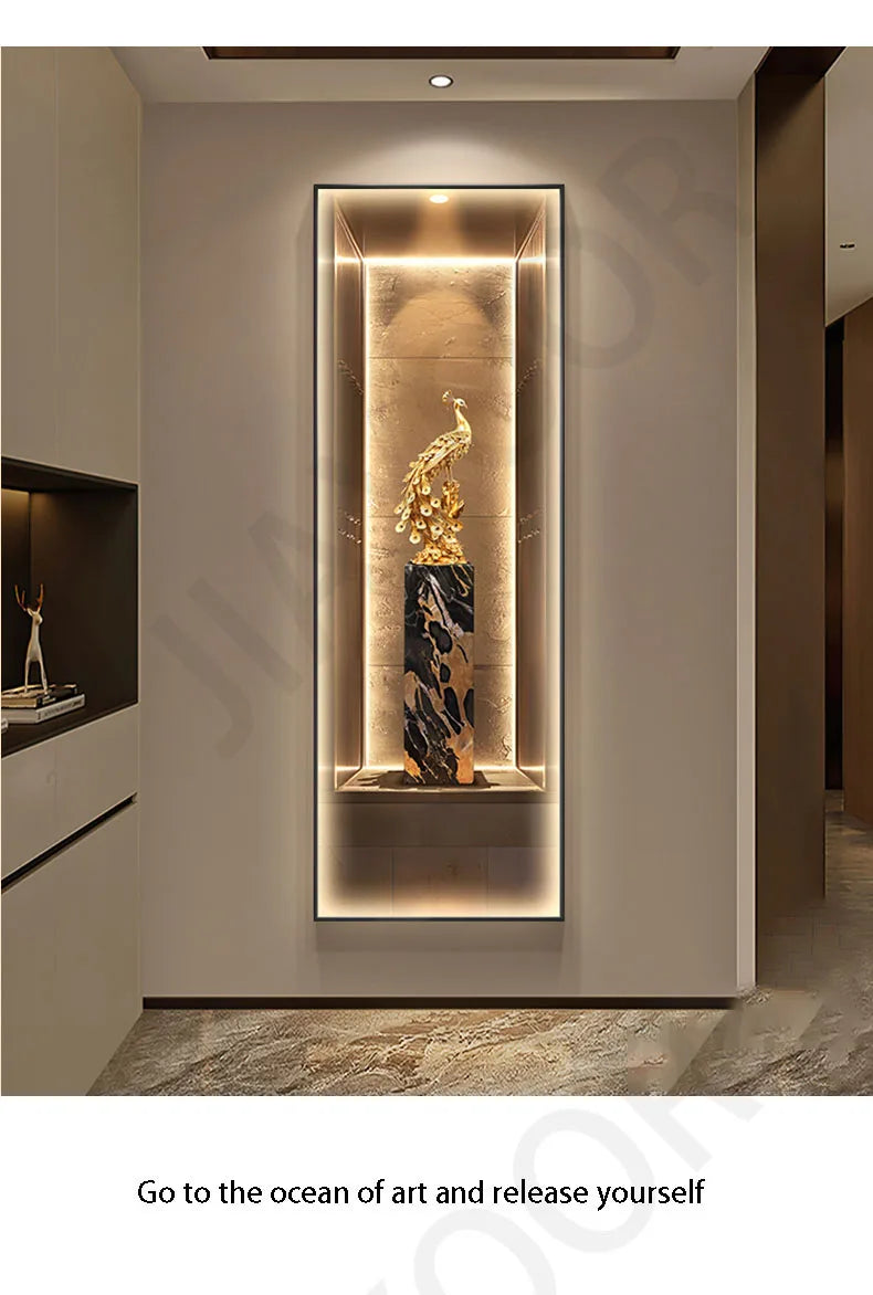 Modern Light Luxury Entrance Decoration Painting Wealth Wall Lamps Tree Corridor Hanging Painting High-end Wall Painting Light