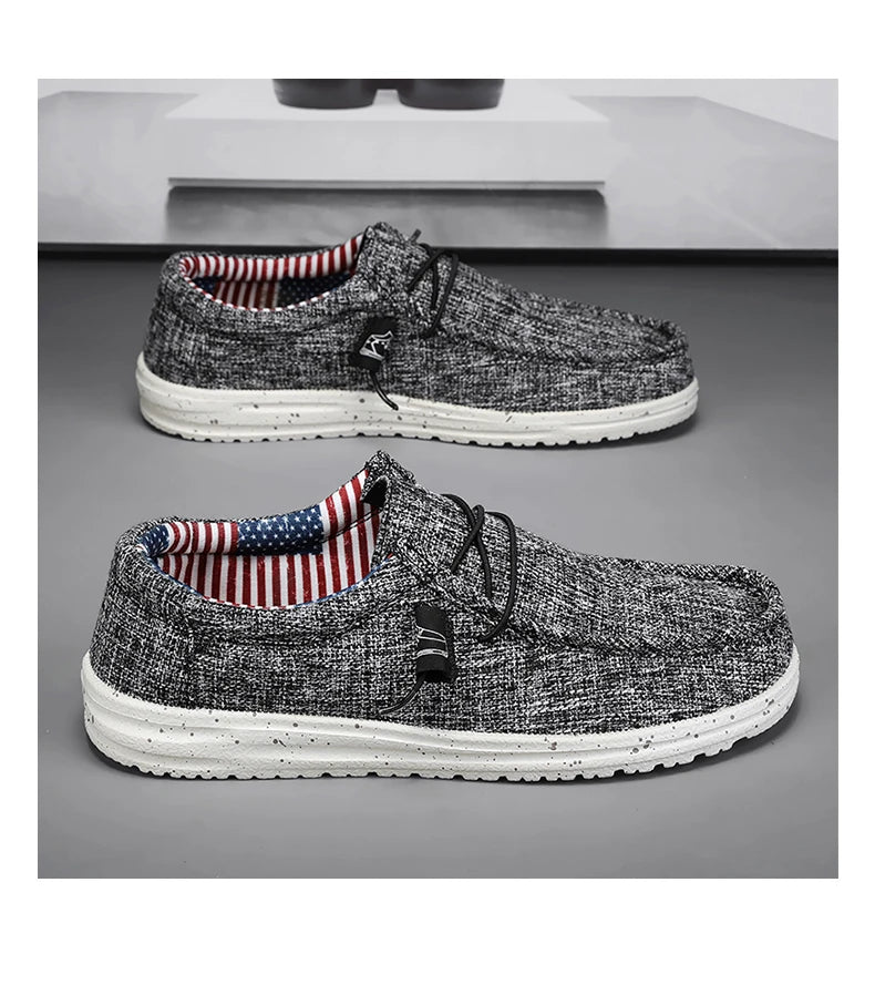 Men Shoes Casual Canvas Loafers Shoes Light Breathable Flats Leisure Male Vulcanized Shoes Walking Sneakers Plus Size 39-46