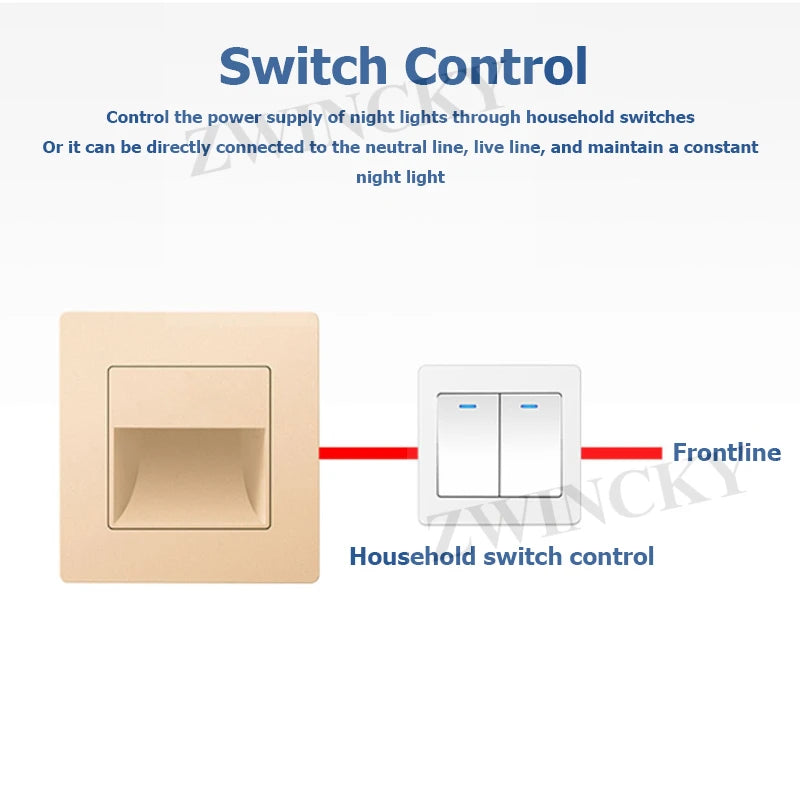 LED Wall Light Switch Control Recessed Stair Light AC180-220V Step Light Corridor Lighting Indoor Wall Light