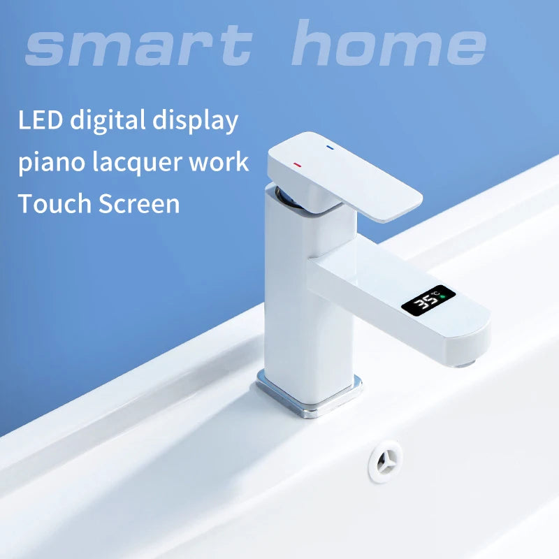 Touch LED Digital Faucet Temperature Display Basin Faucet Hot Cold Mixer Tap Ceramic Valve Core Kitchen Bathroom Accessories