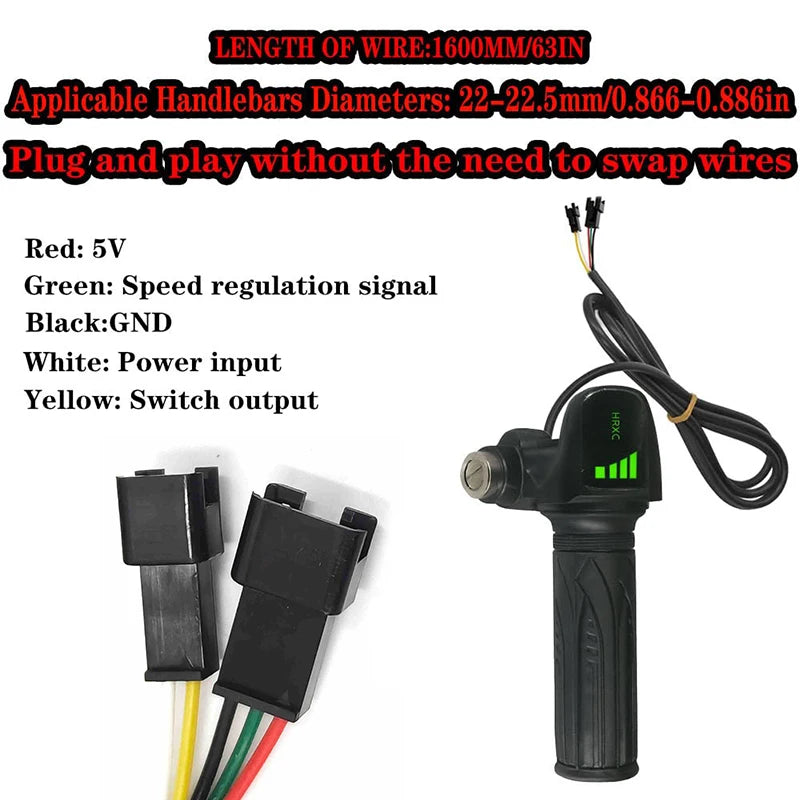 Twist Grip Throttle with Power Monitor for Ridstar Electric Bikes Q20/H20 Series 48