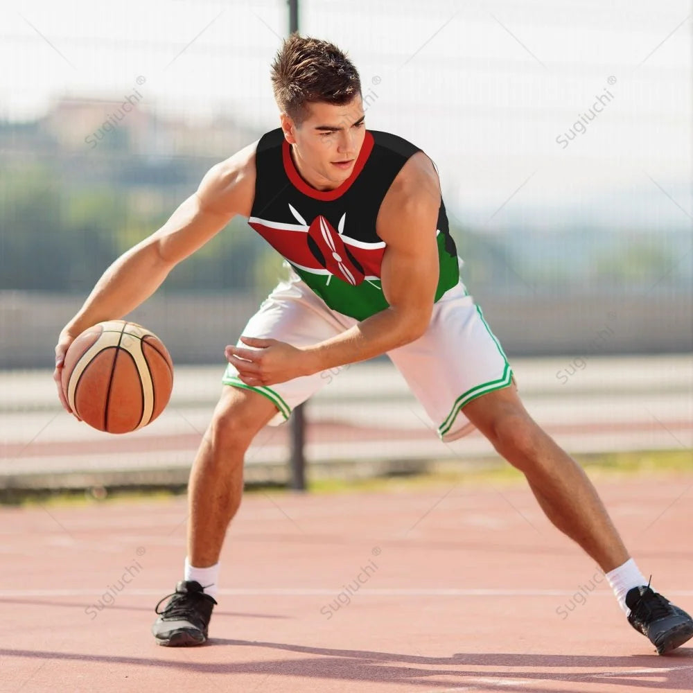 Kenya Flag Men Basketball Sports Running Fitness Multifunction Sleeveless tshirt Exclusive Custom Name Nunber