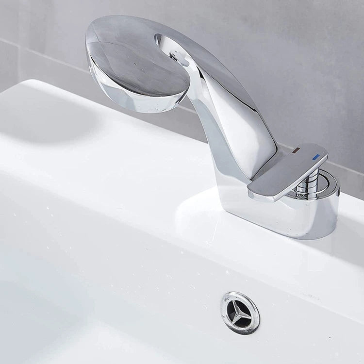 Luxury Bathroom Faucet Curve Single Handle Wash Basin Sink Faucet Hot And Cold Water Sink Mixer Tap Brass Deck Mounted Torneira